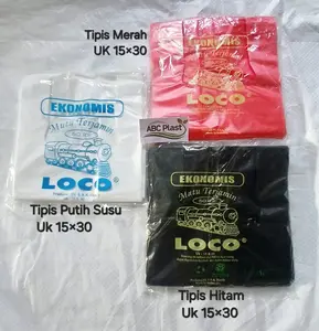 Kantong Plastik Loco Ekonomis/Putih Susu/Merah/Hitam  Uk 15x30