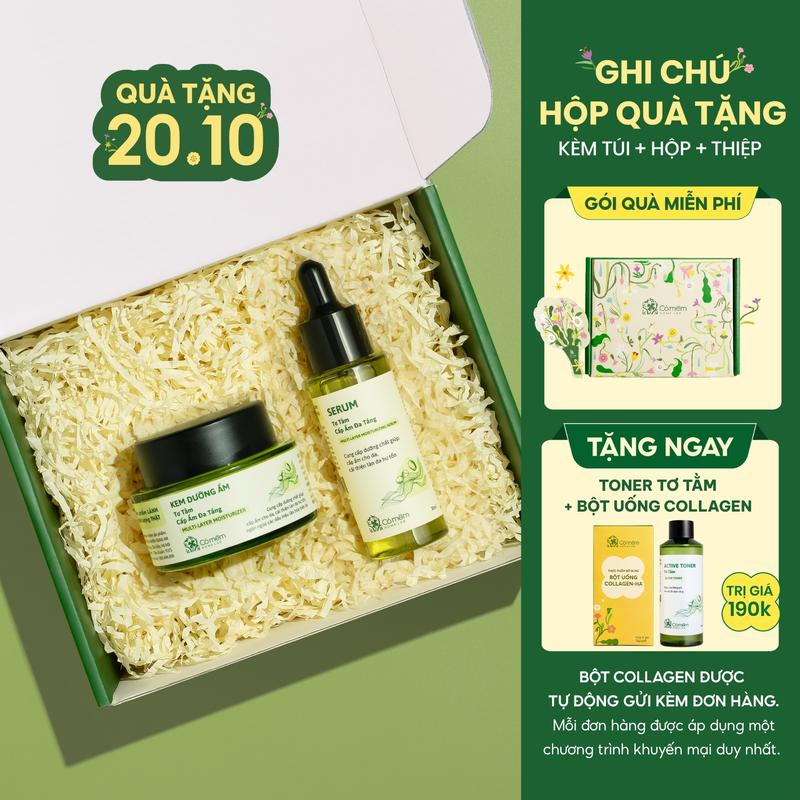 Combo Dưỡng Da Mặt Serum Kem Dưỡng Ẩm Đa Tầng Tơ Tằm Cải Tiến Mới Với Hoạt Chất HA - Ceramide - BetaGlucan