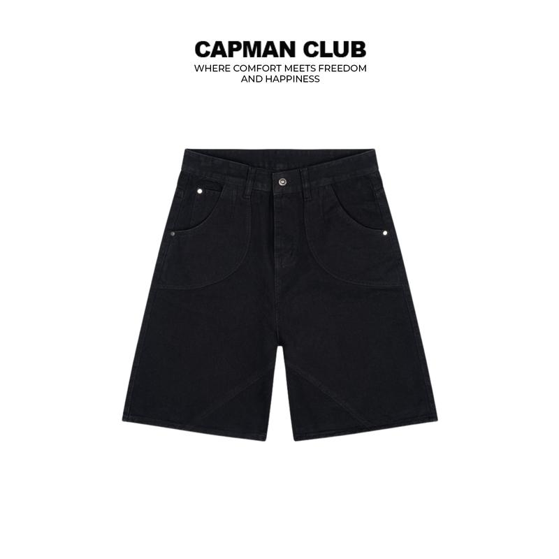  Quần short Lửng jean nam màu đen NEXY phom rộng CAPMAN CLUB quần lửng trẻ trung thoải mái 