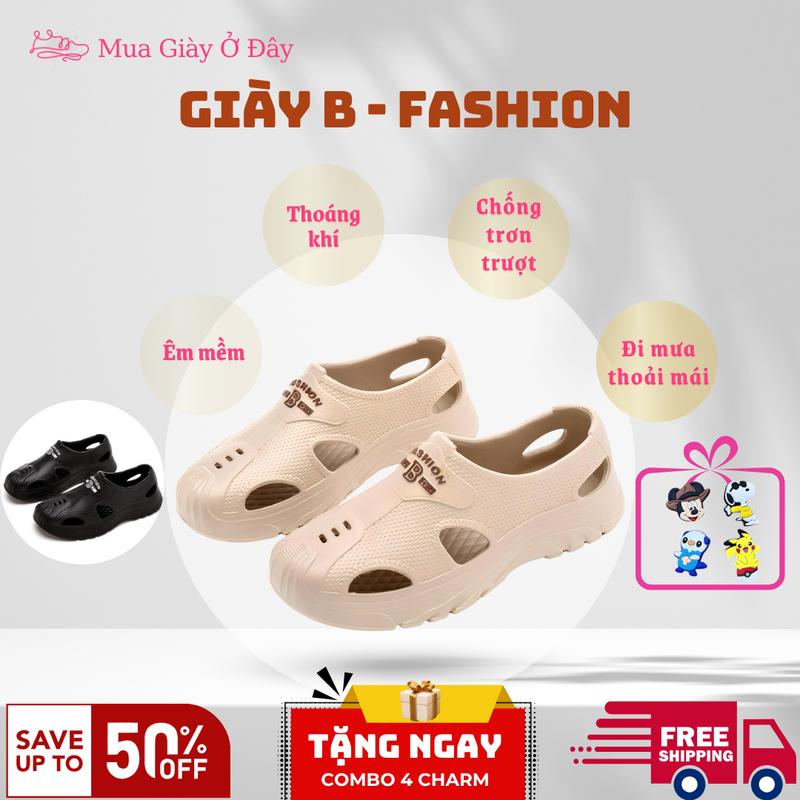 [Tặng combo 4 charm]Giày lỗ thể thao giày nam sneaker nam Fashion B hè 2025 nam, đế bằng mẫu trơn form dáng 2025 Shoes - Đi chơi, đi học, đi du lịch - giày đi mưa giày  xốp  siêu  nhẹ