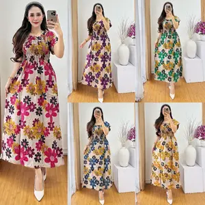 New Model Daster Smok Serut Dada Busui Bumil Dres Rayon Premium Ld 110-120 Arab Motif