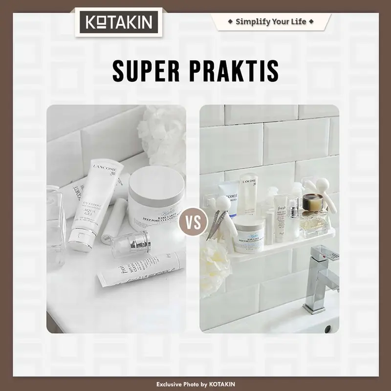 KOTAKIN Rak Dinding Gantung Tempel Serbaguna Dapur Kamar Mandi Toilet Holder Plastik 4
