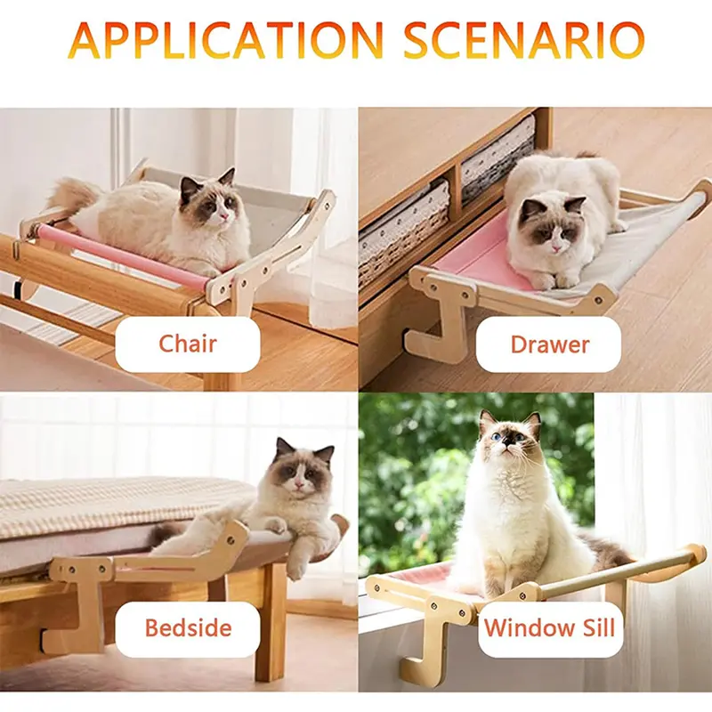Tempat tidur kucing gantung,tempat tidur gantung,anjing kucing,tempat tidur kucing kayu solid 4