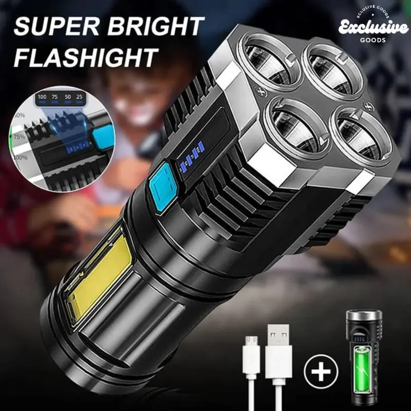 [XGoods] SENTER LED 4 MATA 48W + 20W SENTER CAS SENTER LED CHARGEABLE SUPER TERANG EMERGENCY LAMP Lampu Putih 0