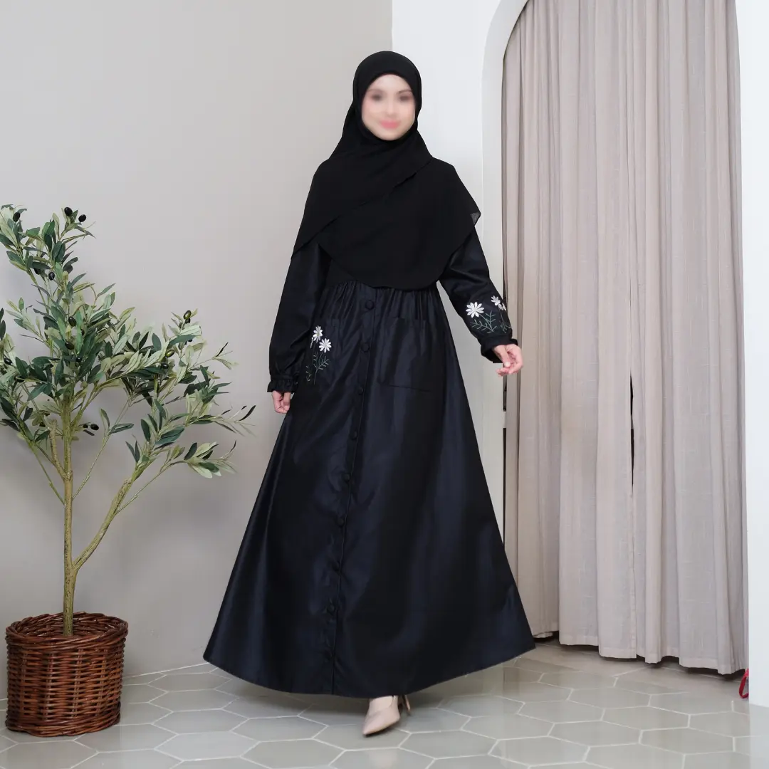 Gamis Katun Toyobo bordir bunga esther - Daisy Dress Cantik Ibu