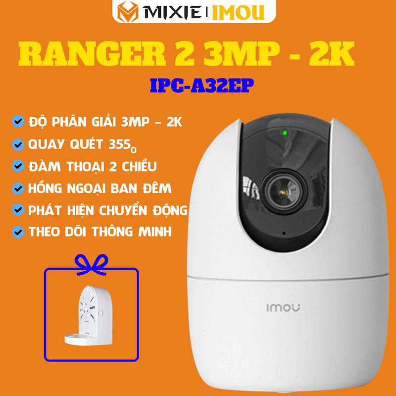 TẶNG KÈM CHÂN ĐẾ Camera Imou 3MP Ranger A32-3MP quay quét độ phân giải 2K 3.0MP l đàm thoại 2 chiều l BH 2 năm camera báo khóc camera imou