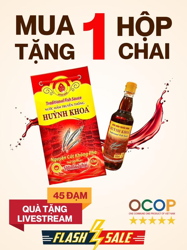  45 Độ Đạm  OCOP 5 sao Quốc Gia  Nước mắm truyền thống Phú Quốc 45 độ đạm Đặc biệt 520ml Hộp 2 chai - Không chất bảo quản 