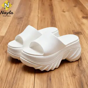 Nayla/  2026 Kekinian Sepatu   Tinggi 8cm  Jelly   Wedges sandal wanita elegan jepit empuk Cewek lancip