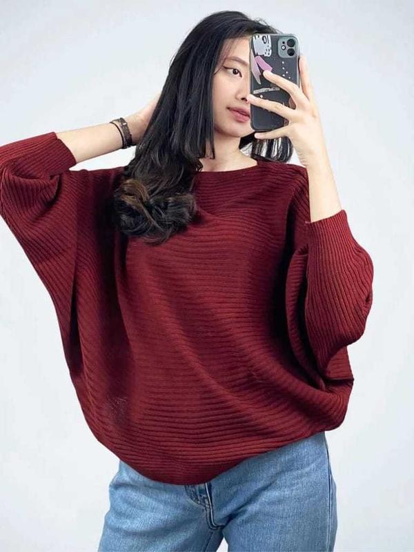 Lasperal Batwing Sweater | Sweater rajut terbaru | Sweater rajut oversize Panjang Tebal Atasan  Wanita Santai 2