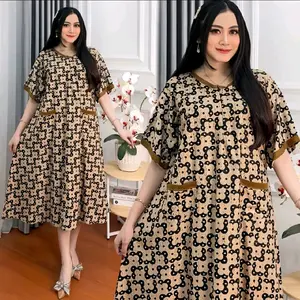 Daster Gemoy Ld 130 Jumbo Resleting depan Tali Samping Rayon Premium Busui Bumil Motif Kekinian