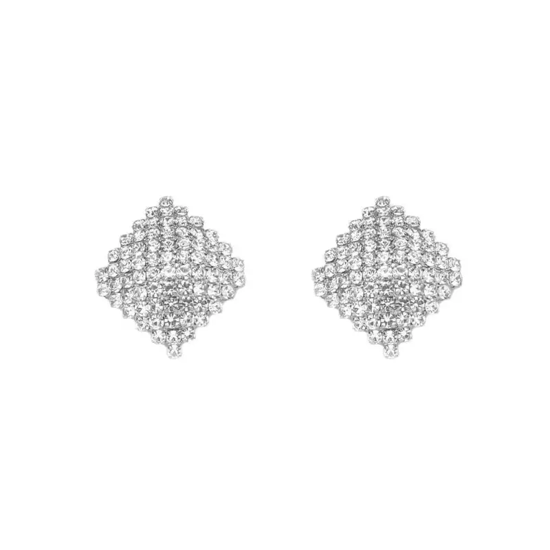 Anting Tusuk Diamond Square - Anting Stud Diamond Kotak -  Anting Pesta Pernikahan 2