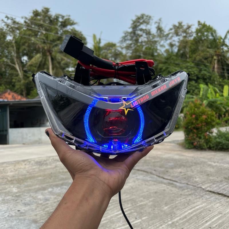 Reflektor lampu depan BEAT DELUXE BILED GEN 1 2020-2023 MATRIX X1 ukuran 4,5 inc Motorcycle Foto 4
