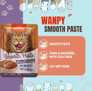 Wanpy Cat Smooth Paste Makanan Kucing Basah Pouch Tuna and Mackerel 85g