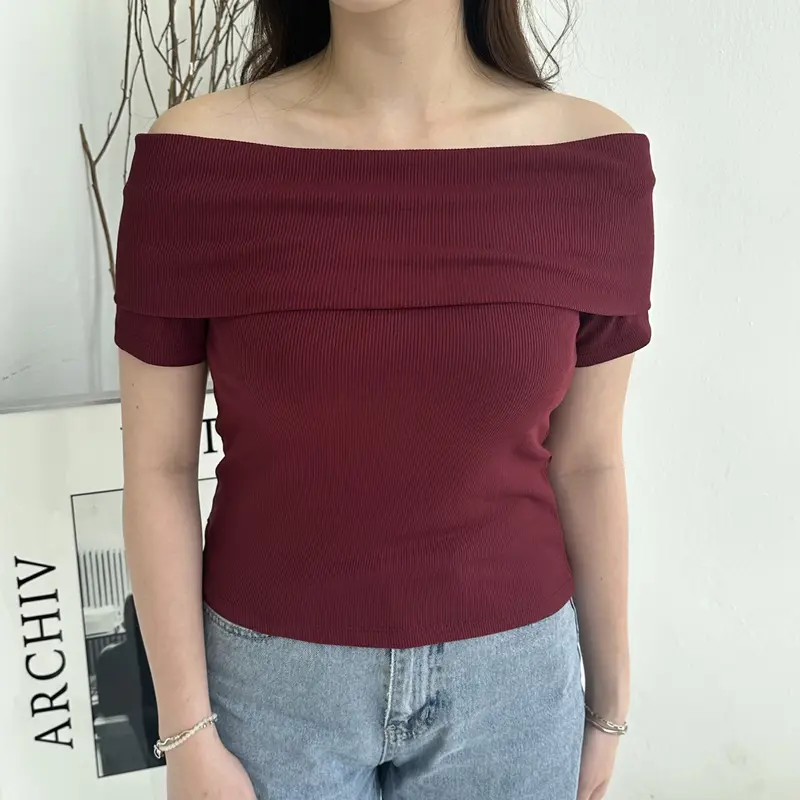 Harlier | Lisa Top | Atasan Knit Wanita Korean Top Baju Knit Wanita Lengan Pendek Sabrina Cewek 0