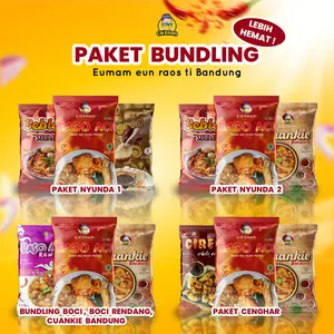 CIKEMAM - PAKET BUNDLING PAKET NYUNDA (Baso Aci, Seblak, Cingrea/ Cireng Salarea) Cuankie Cireng Chili Oil Rendang- Jajanan Khas Bandung Bawang Chili  Sambal  Instan  Kuah  Ayam  Food  Pedas  Makanan Mie Soto Asin Kaldu Kari