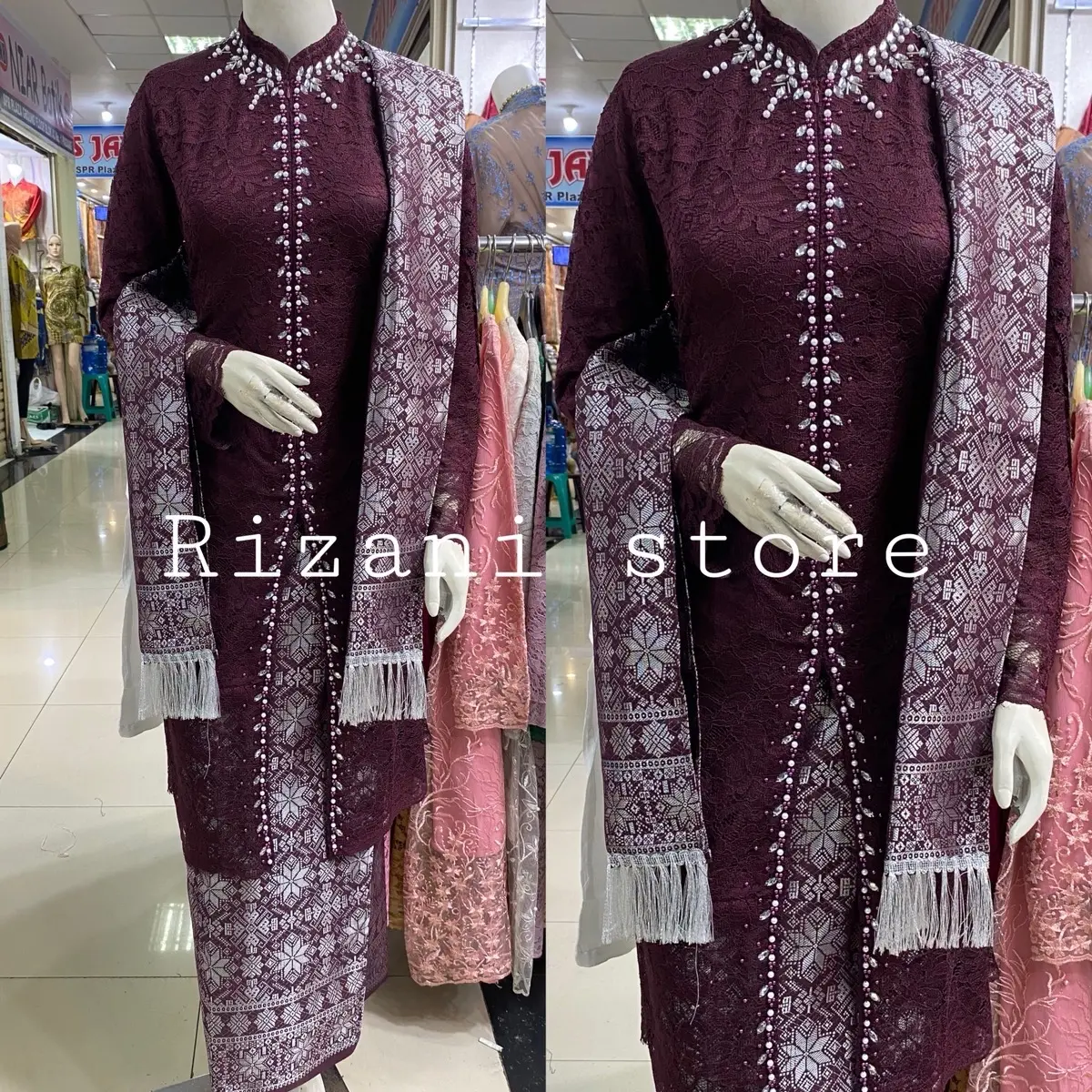 Set kebaya brokat dan songket hana