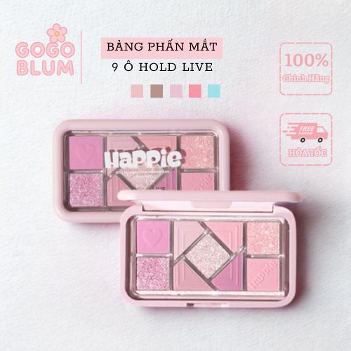 GOGO TALES Bảng Phấn Trang Điểm Mắt HAPPIE 9 Ô HOLD LIVE Trái Tim HL630 Bền Màu Mỹ Phẩm Eyeshadow Phấn Mắt Tone Hồng Tím Nâu Gỗ Hồng Khói Nhẹ Nhàng