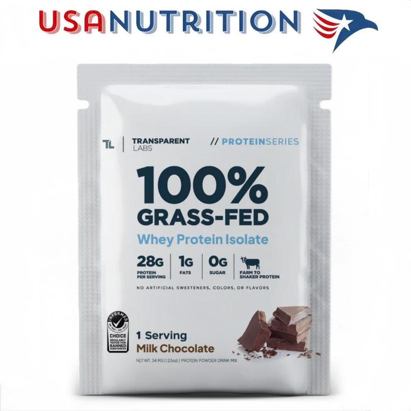  Whey protein 1oo% Grass-Fed Isolate chứng nhận no amino-spiking Transparent Labs : gói SAMPLE 