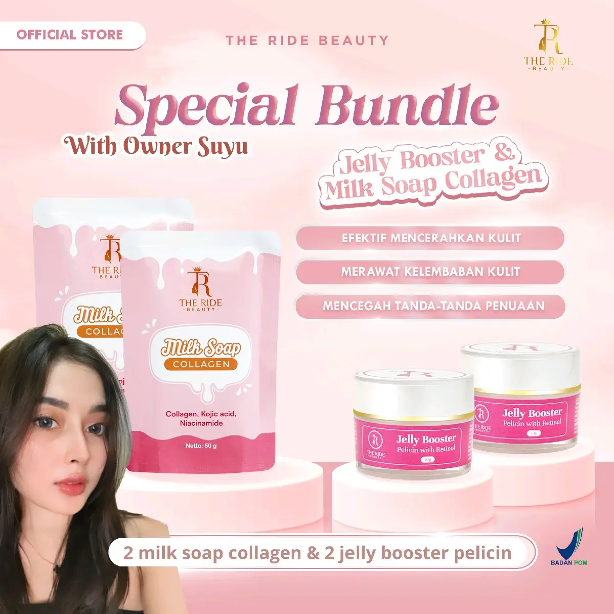 ( EXCLUSIVE SUSI YULIANI ) Jelly Boster Pelicin With Rethinol & Milk Soap Collagen 2 Pcs ( bundling 2 )
