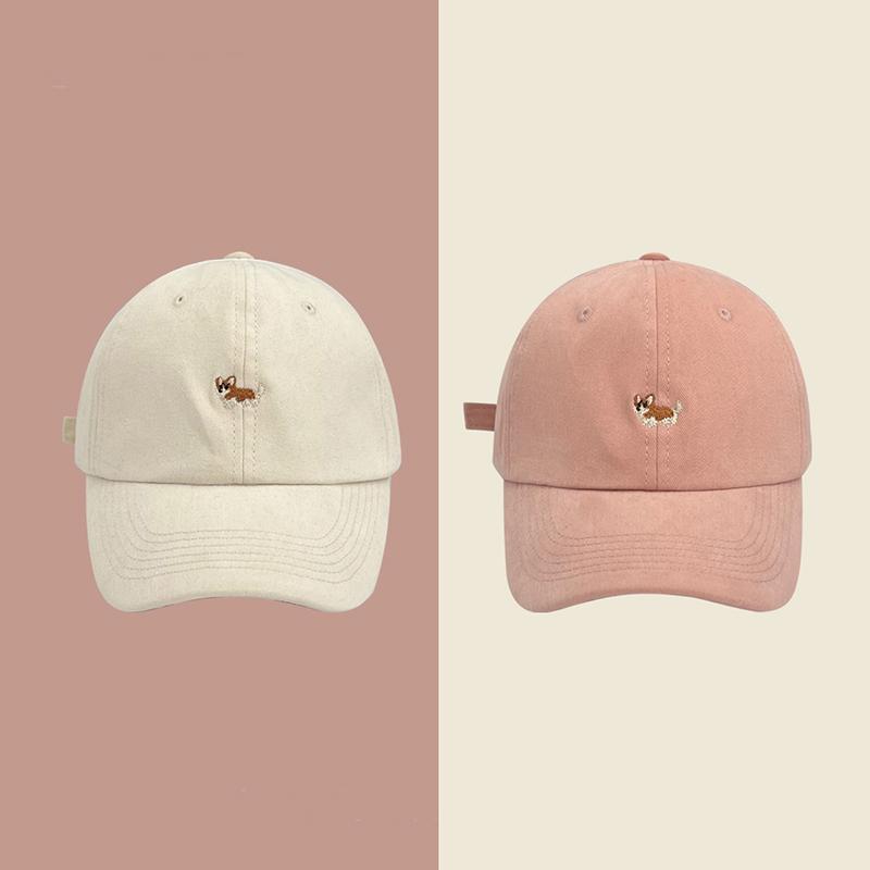 Product Introduction of Embroidery Dog Baseball Hat for Women Korean Couple Cotton Snapback Hat Simple Female Hats 6