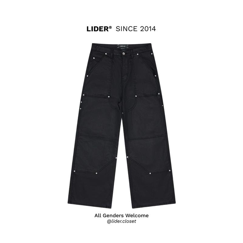 Quần Jeans Ống Rộng Unisex Phủ Nhựa PU LIDER NIGHT REBEL PU JEANS