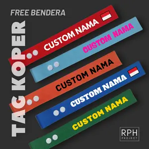 Tag Koper Custom Nama Sablon untuk Haji Umroh Traveling - Tali Webbing Premium Nylon