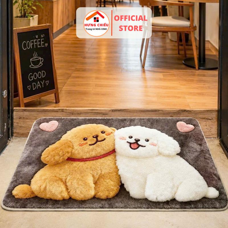 Thảm lau chân chân lông cừu 40x60cm mềm mại chống trượt decor cửa ra vào phòng…