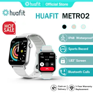 【COD & Garansi 1 tahun】Huafit METRO2 Smartwatch AI Watch Face | Layar HD 1.83'' | Tahan Air IP68 | SpO2 | Panggilan BT | Ganti Wallpaper | Jam Tangan Pintar Olahraga | Jam Tangan Smartwatch | Aolon