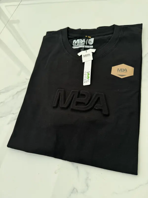 Kaos Embos Logo MBA 100% Cotton 24s / Baju Oblong Dewasa Pendek Pria Distro Keren Motif Casual Polos Simpel Santai / Atasan Tshirt Katun Combed Berkualitas Tinggi  Nyaman Unik Panjang 2