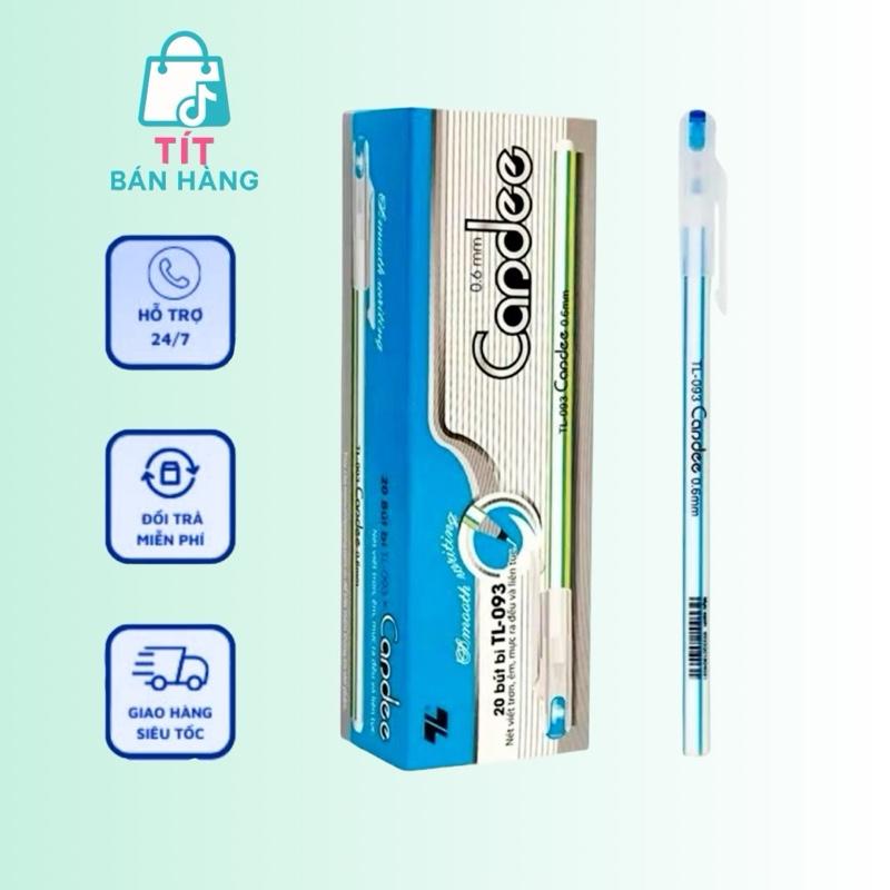 Combo 20 Bút Nến Thiên Long Candee TL-093  Ngòi 0.6mm- Xanh  Ra Đều Viết Êm  Mỏi Tay bi