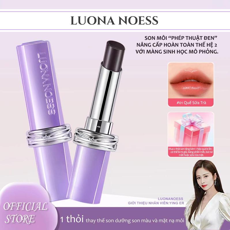 【HOT SALE Son Môi Ma Thuật Đen Luona Noess Dưỡng Ẩm Và Nuôi Dưỡng Không Dính Vào Kính Bảo Vệ Môi Bán Chạy