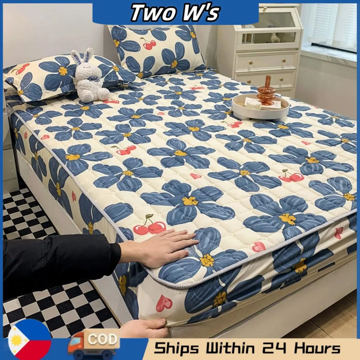 Soft colorful sheets, foam mattress protectors, soft non-slip sheets for single/double/queen/king size beds, floral style bedspread sets with elastic bands, full coverage mattress protectors