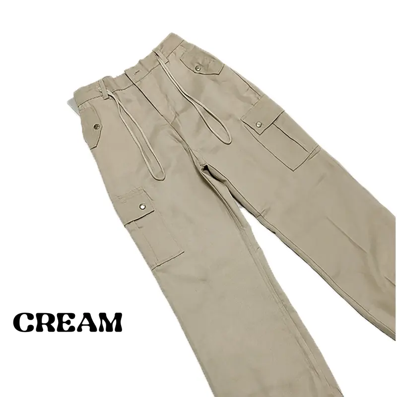 FUTI ID - Keyla Pants Celana Cargo Panjang  kulot Wanita Highwaist Premium Santai Karet Nyaman Tebal Lembut serut bawah 4