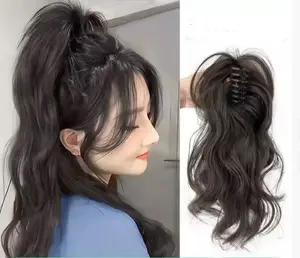 Jepitan Rambut Asli Lembut Panjang 35cm Fake Ponytail Wig WAVY