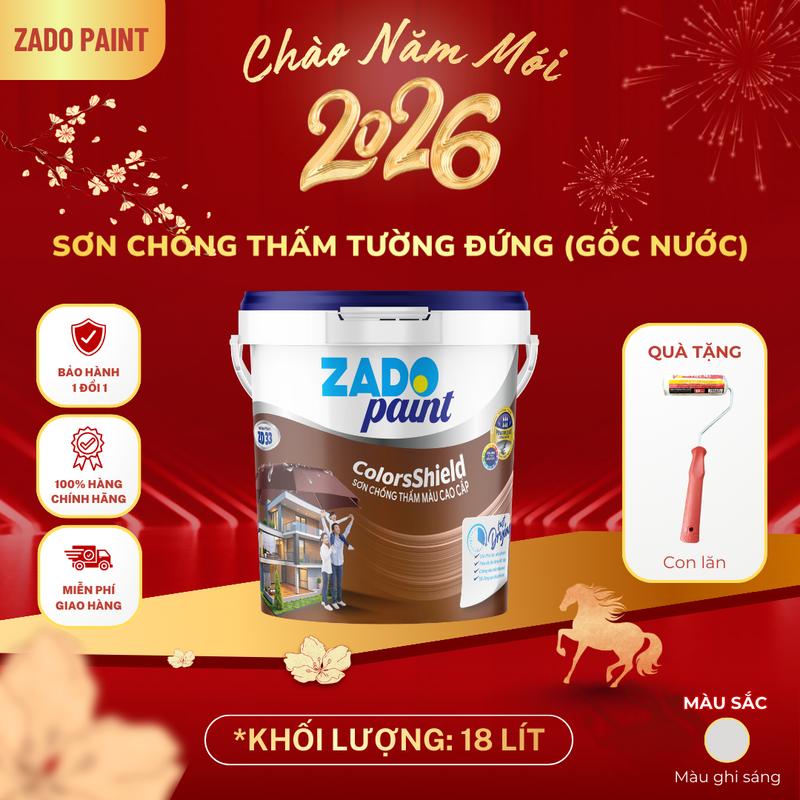    18 Lít - Z33   Chống thấm Tường đứng  ZADO Paint Z33 Sơn gốc nước màu ghi sáng 