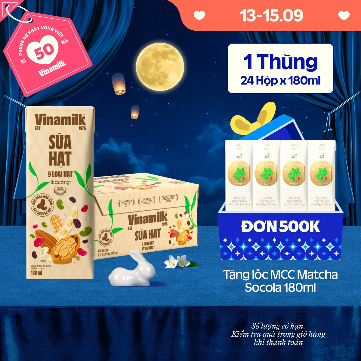 Thùng 24 hộp Sữa hạt 9 loại hạt - Ít đường 180ml