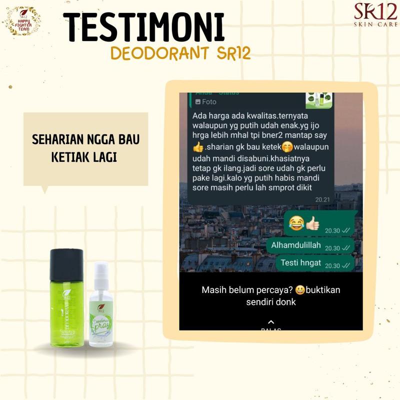 Deodorant Spray SR12 Herbal Ampuh Atasi Bau Badan Keringat Berlebih Mencerahkan BPOM 6