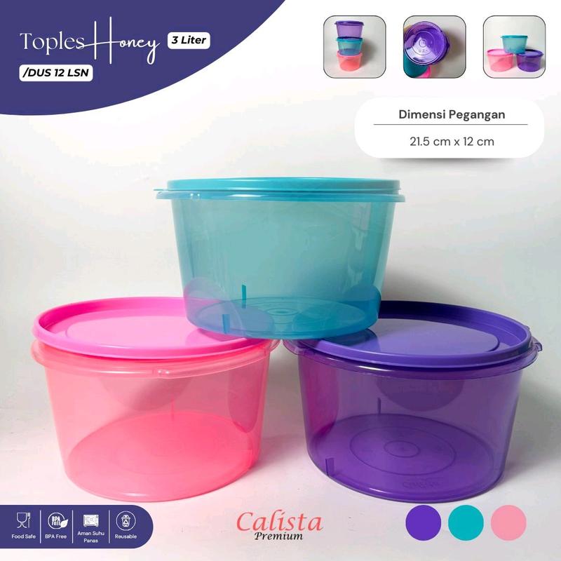 6 buah toples calista honey  3 kg premium tutup kedap udara 4