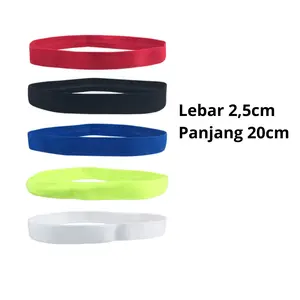 Ikat Kepala Olahraga Karet Elastis Polos 2,5cm x 20cm All Size Outdoor
