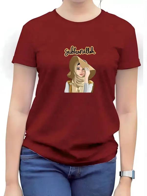 Kaos Bahan TC Baju wanita / Dewasa Size M L XL XXL Atasan Pendek Oblong Katun Tee / SUBHANALLAH Distro Tshirt Basic Cewek Santai 3