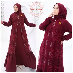 Hijab Pratiwi - Kanza Dress Gamis Crinkel Free Hijab Gamis Lebaran Busui Viral Kekinian 2025