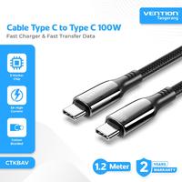 Gambar VENTION CTKBAV Kabel Data Type C to Type C Super Fast Charging 100W 5A PD PPS Nylon Braided Zinc Alloy Shell Cable 1.2M 1.2 Meter Tipe C 3A Power Delivery dari Pampam Shop Kab. Tangerang 2 Tokopedia