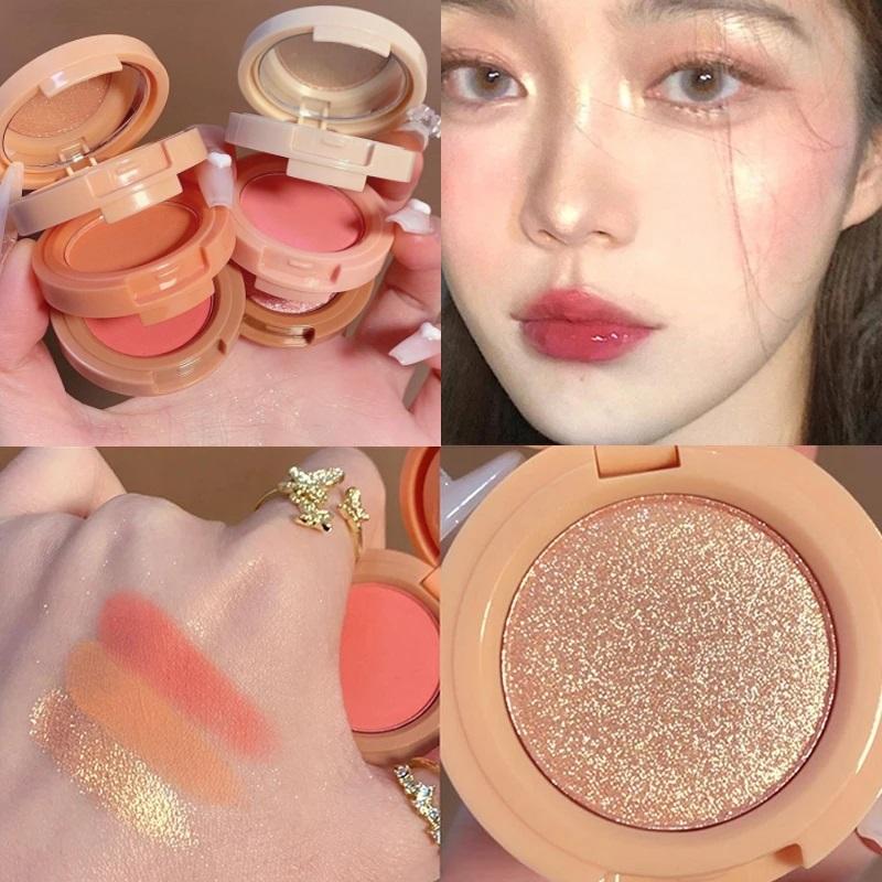 Phấn Má Hồng Lì Phấn Đánh, Bảng Màu 3 Trong 1, Trang Điểm Mặt, Tự Nhiên, Nhiều Màu, Tinh Tế Và Sáng Bóng, Mỹ Phẩm Làm Đẹp, Phấn Đánh, Để Đánh Bóng
