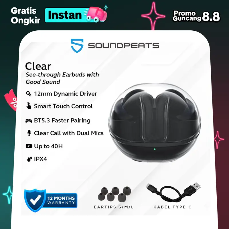 SoundPEATS Clear True Wireless Earbuds with Good Sound Beige