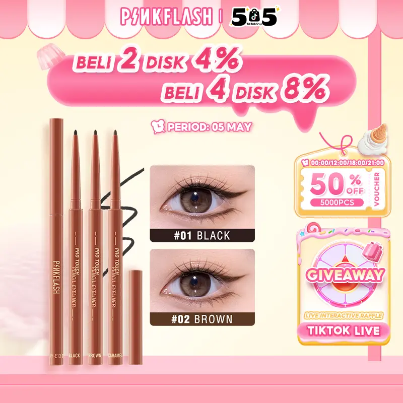 [Official] PINKFLASH#InfallibleLine Hyperfine Smooth Gel Eyeliner High Pigmented Multiple Colors Smudge-proof Breakup-proof Waterproof Long-lasting