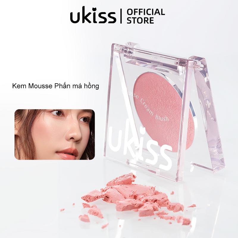 UKISS Phấn Má Hồng Dạng Kem Mousse, Phấn Má Hồng Mềm Mịn, Có 8 Màu Tùy Chọn, Lâu Trôi, Chống Nước, Kiểm Soát Dầu, 3.2g Cosmetic Mỹ Phẩm Nữ Trang Điểm