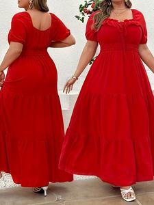 Vestido midi para mujer con cinturón y frunces, estilo casual elegante, corte holgado, manga corta, diseño liso, para todas las estaciones