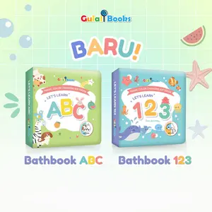 Bathbook Lets Learn ABC 123 Buku Mandi Buku Berubah Warna Saat kena Air Stimulasi Motorik