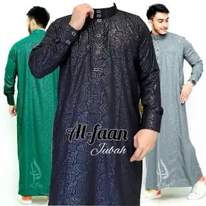 Jubah Pria Gamis Pria Jubah Pria Muslim Jubah Gamis alfaan jubbah motif emboss Alzan Kancing Manset Panjang Dewasa robes