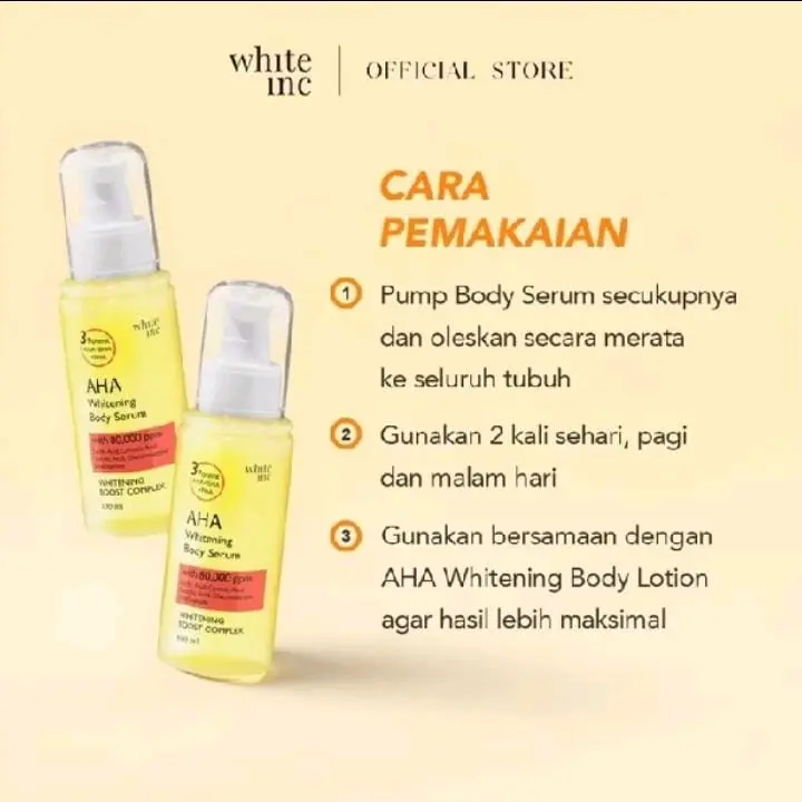 WHITE INC 3PCS AHA Body Serum to Whitening & Moisturising | Hand Body Lotion Serum Pencerah kulit melembabkan kulit Mencerahkan Melembutkan Hitam 1